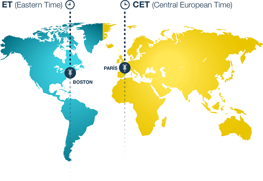 Mapa de la zona horaria Webinar