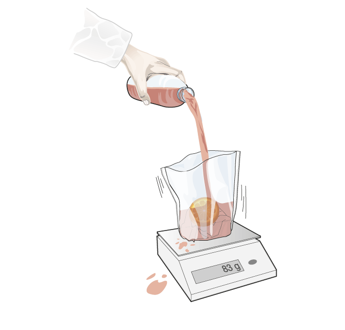 Weight and dilute a the sample