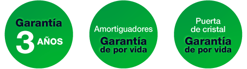3 años de garantía - Garantía de por vida para puerta de cristal y amortiguadores