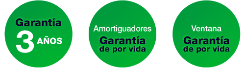 3 años de garantía - Garantía de por vida para ventana y amortiguadores