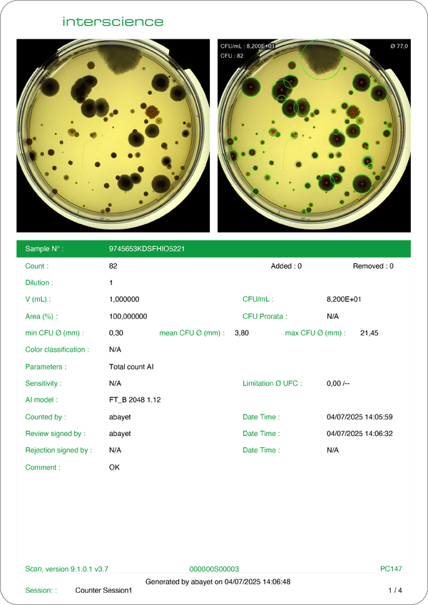 Scan software customized report
